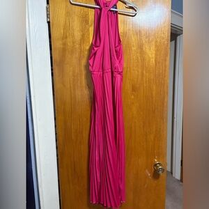 Scoop NYC Pink Pleated Halter Maxi Gown